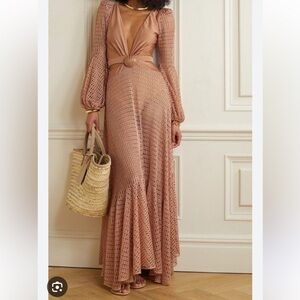 PATBO Embellished cutout stretch crochet-knit maxi dress in Antique rose